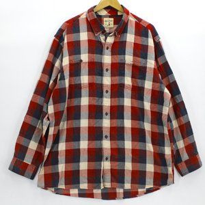 Red Head Brand Shirt Men's Long Sleeve Size XL Plaid Short Sleeve Button Up